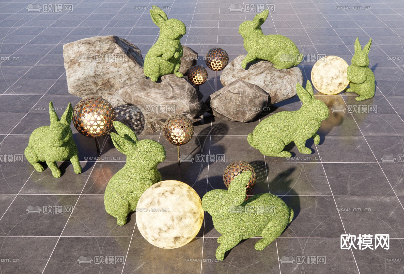 动物绿植雕塑 景观小品su模型