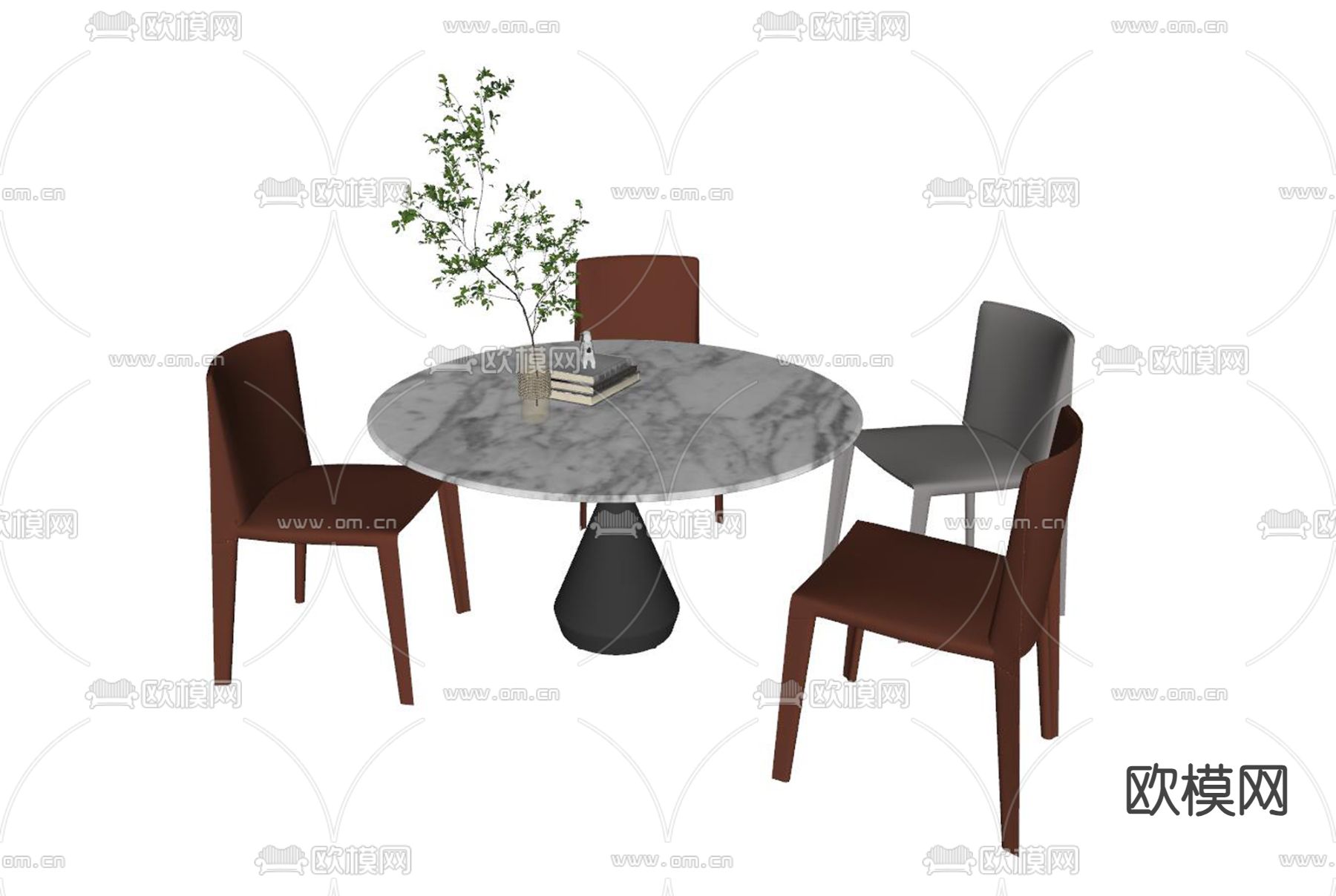 现代餐桌椅su模型下载（渲染图2）