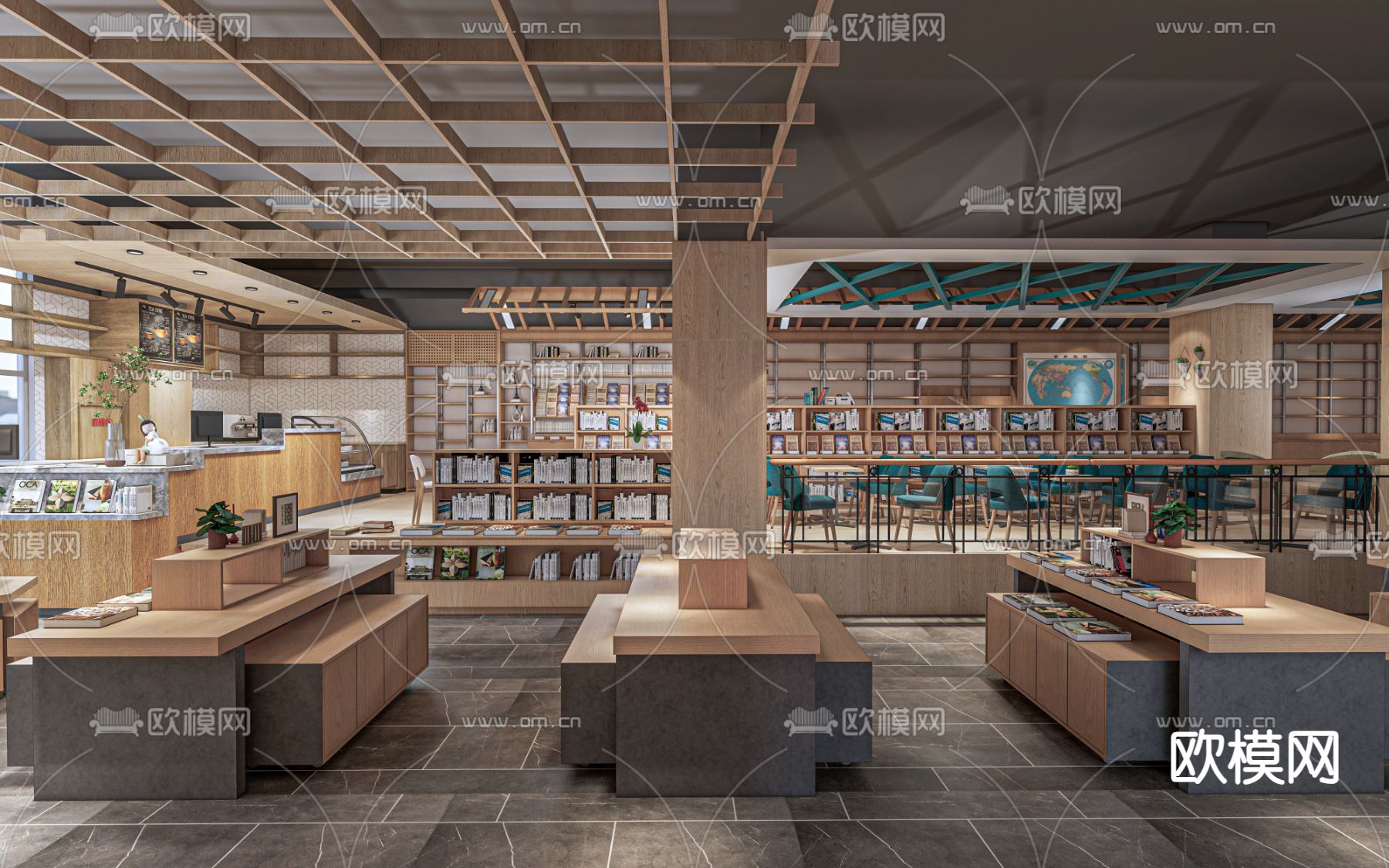 现代图书馆su模型下载（渲染图1）