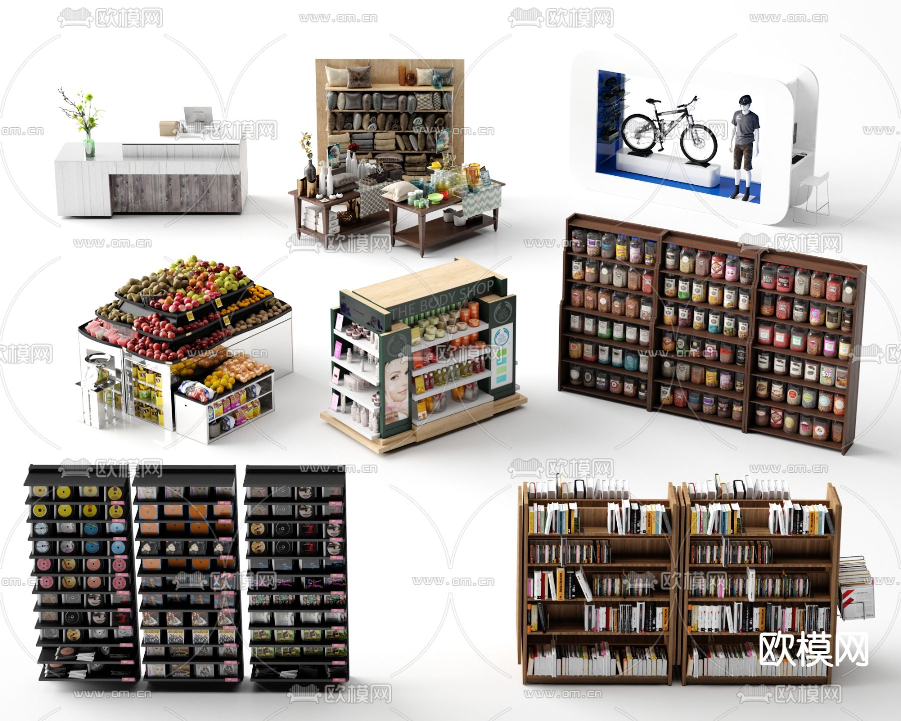 货架 柜台 展示柜3d模型下载