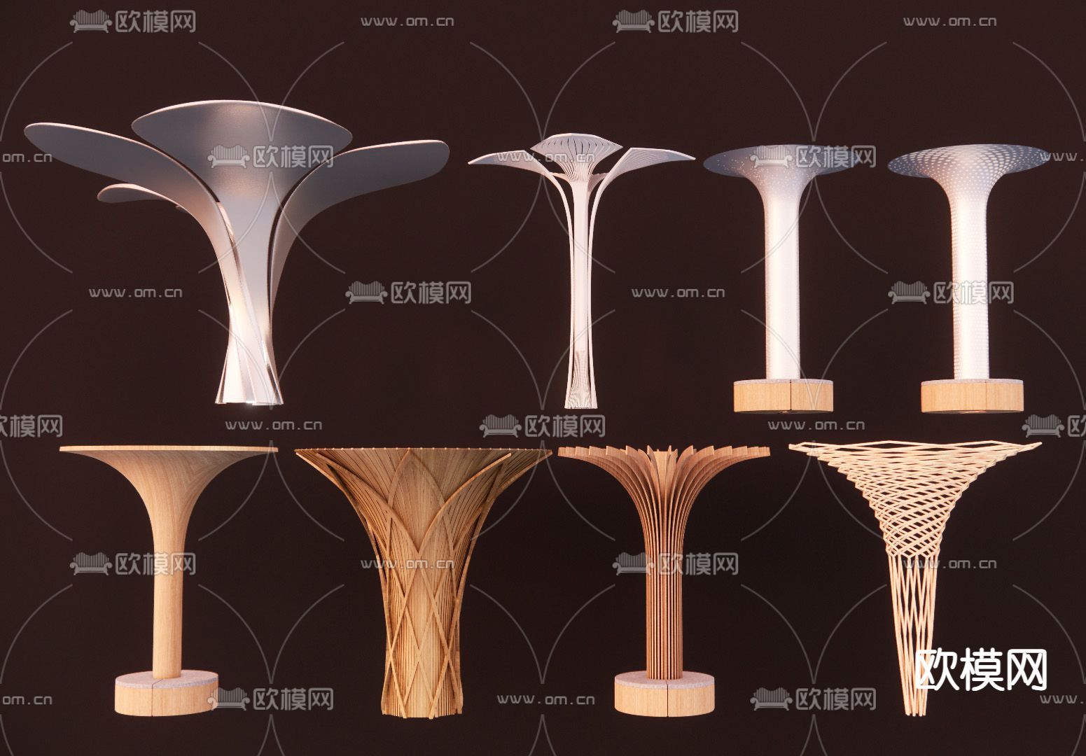 现代异形柱子su模型