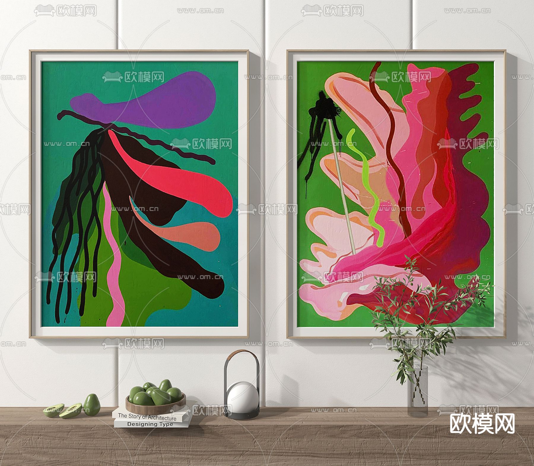 北欧挂画 装饰画su模型下载（渲染图1）