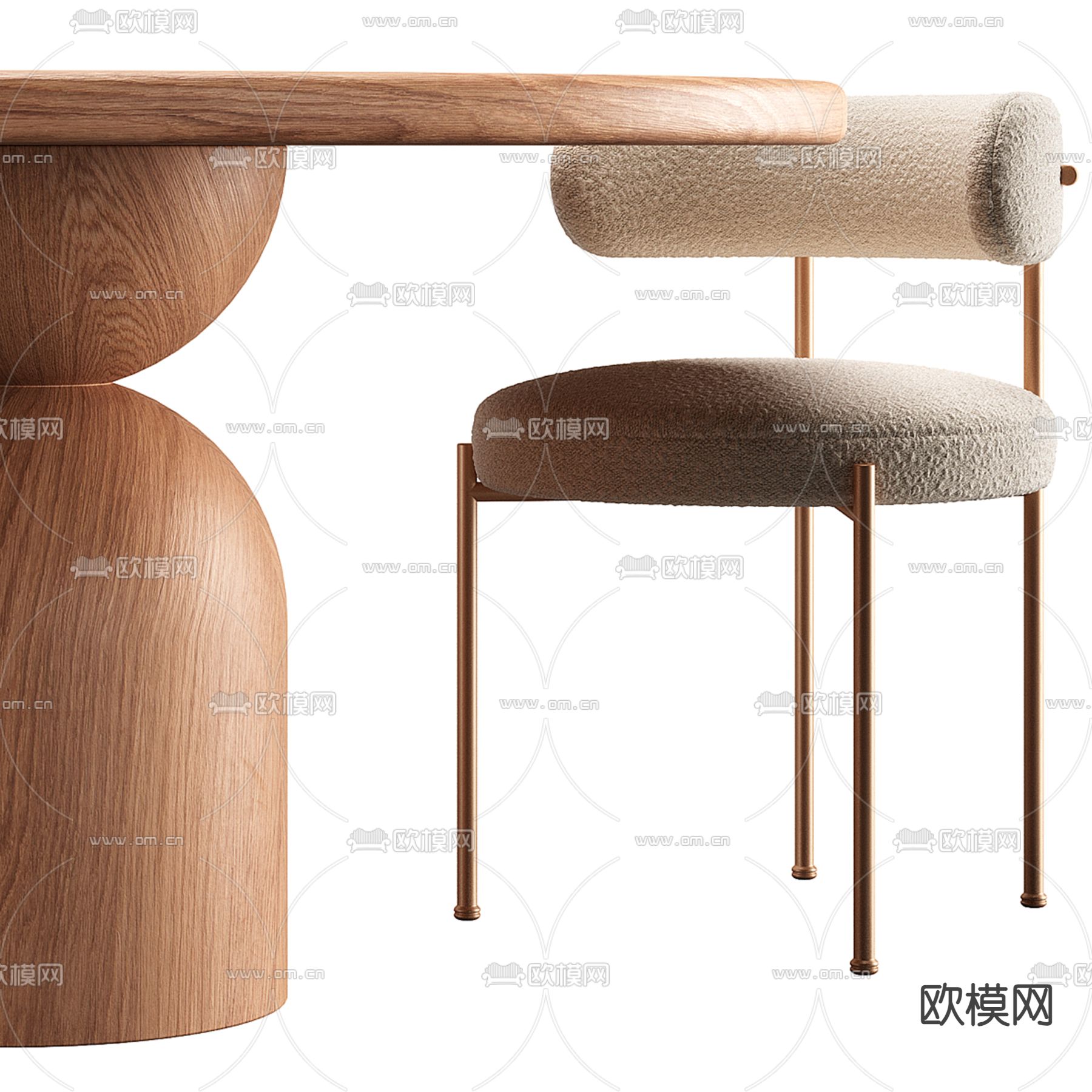 北欧餐桌椅 圆餐桌3d模型下载（渲染图4）