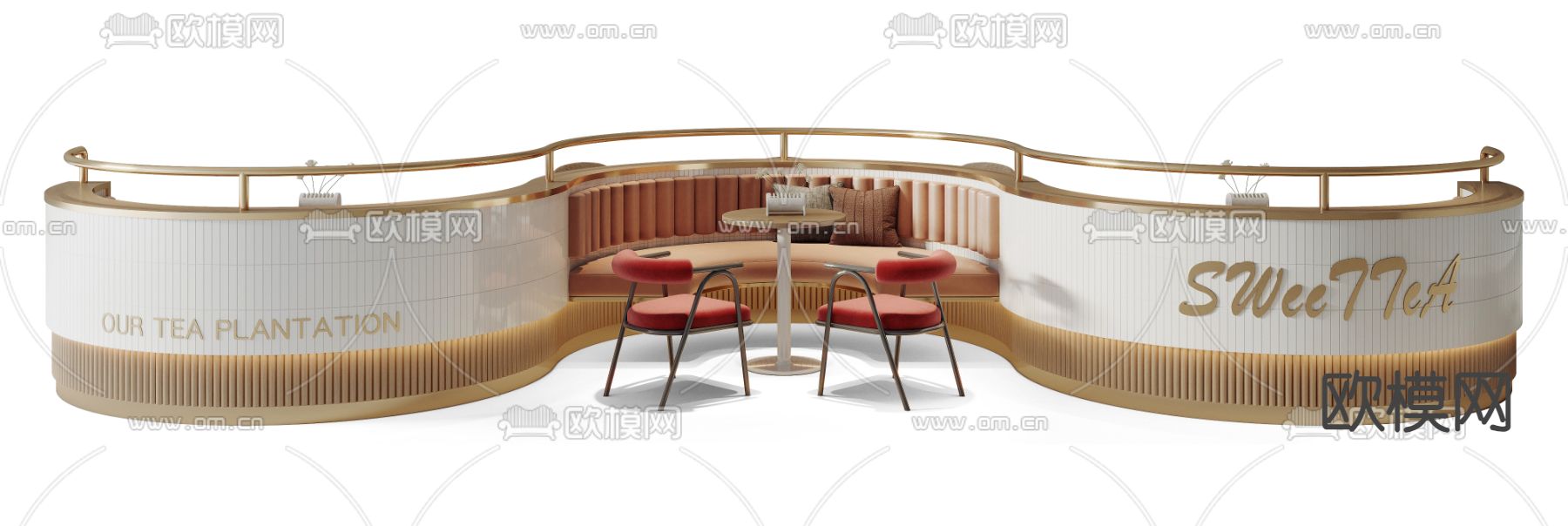 大堂沙发 卡座沙发 S型沙发3d模型下载（渲染图3）