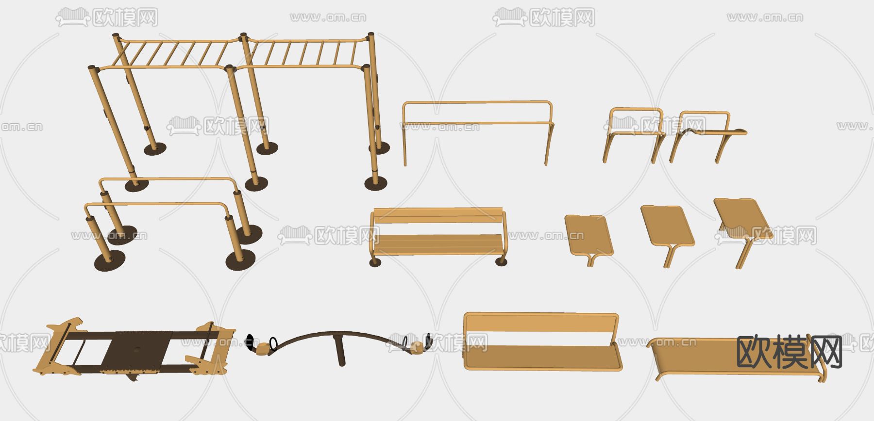 健身器材su模型下载（渲染图2）