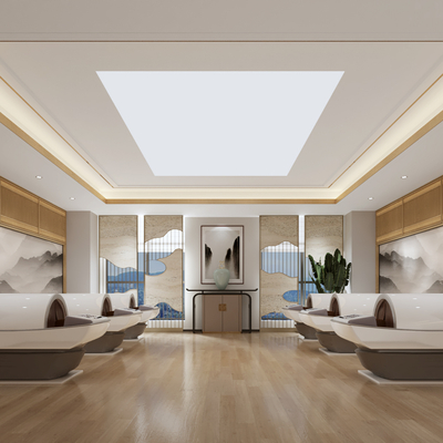  新中式理疗室su模型 