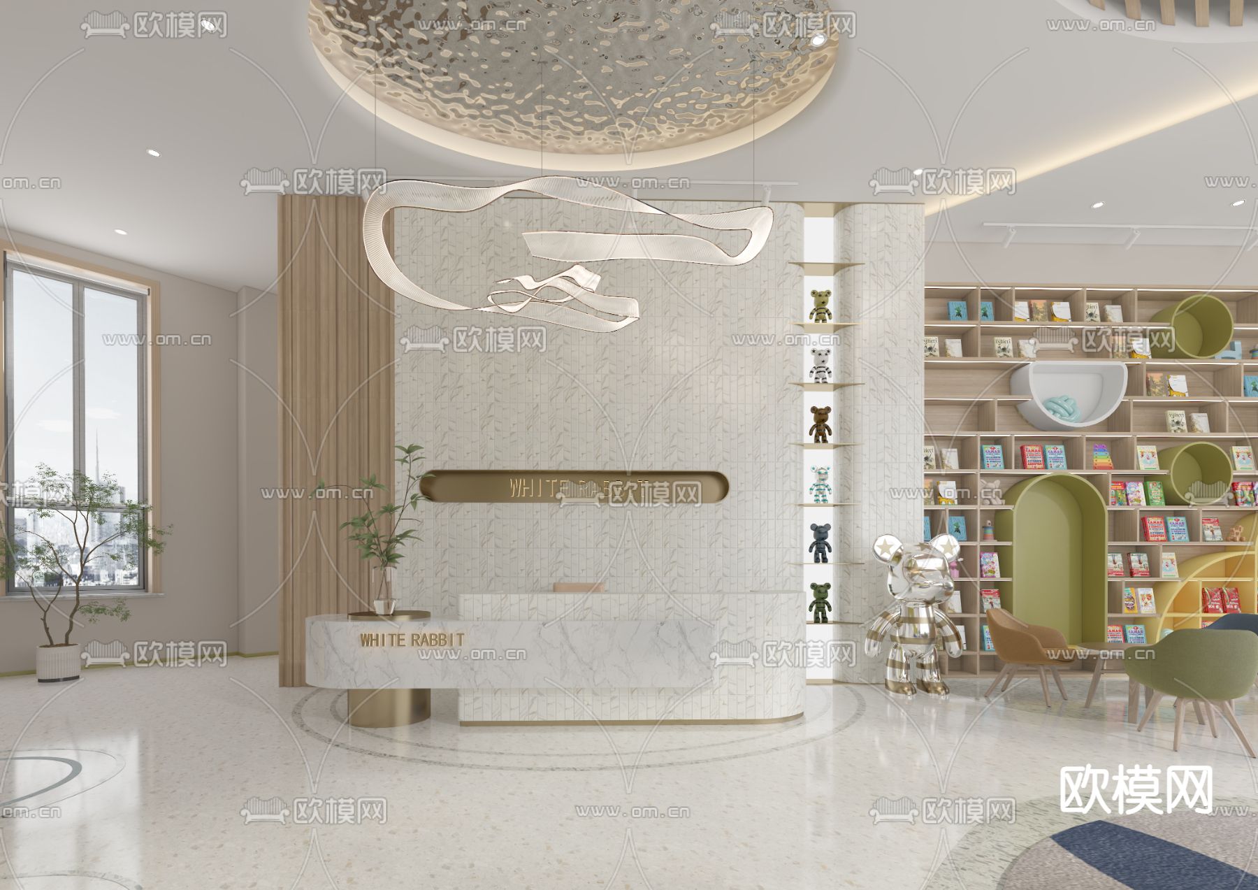 现代培训中心 前台su模型下载（渲染图1）