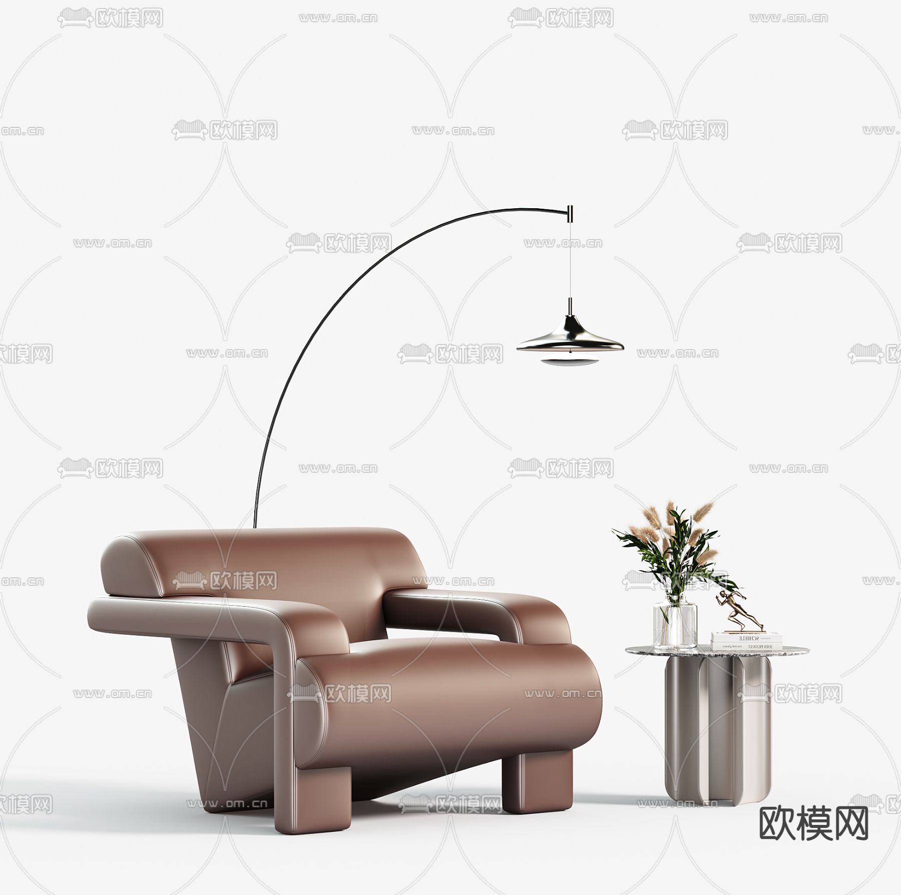 现代单人沙发su模型下载（渲染图1）