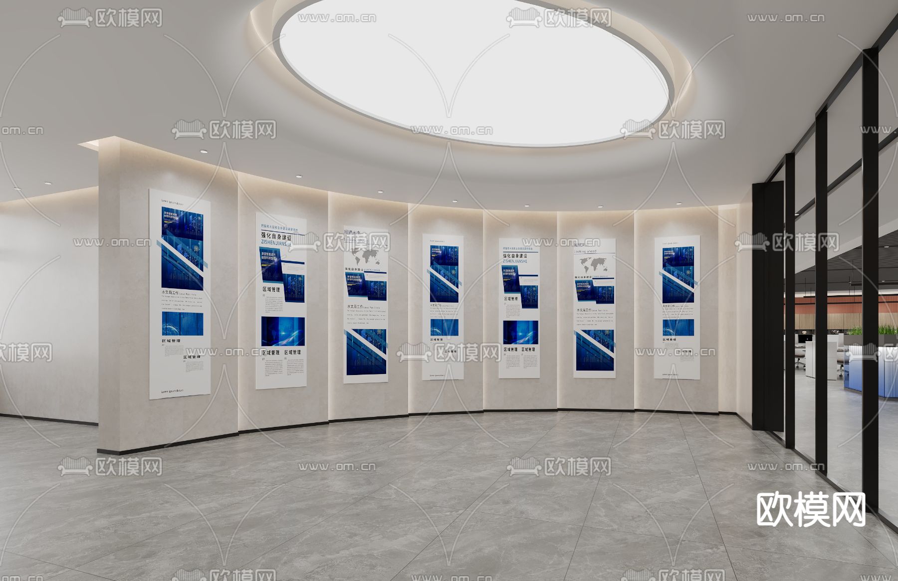 现代公司大厅 过道su模型下载（渲染图3）