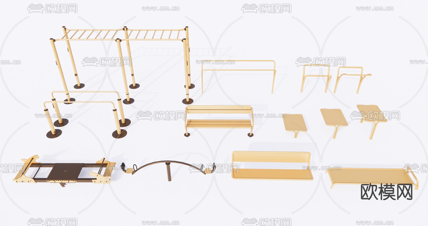 健身器材su模型下载（渲染图1）
