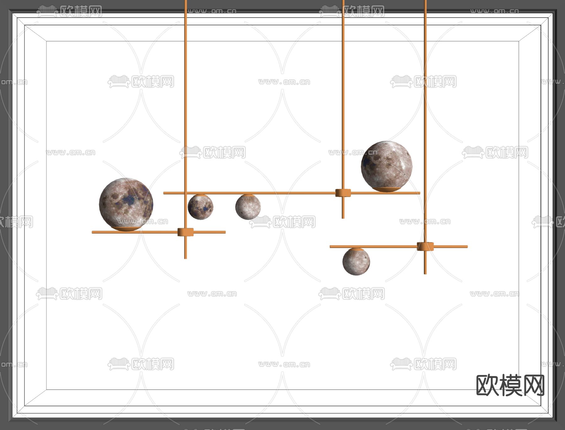 北欧月球吊灯su模型下载（渲染图2）