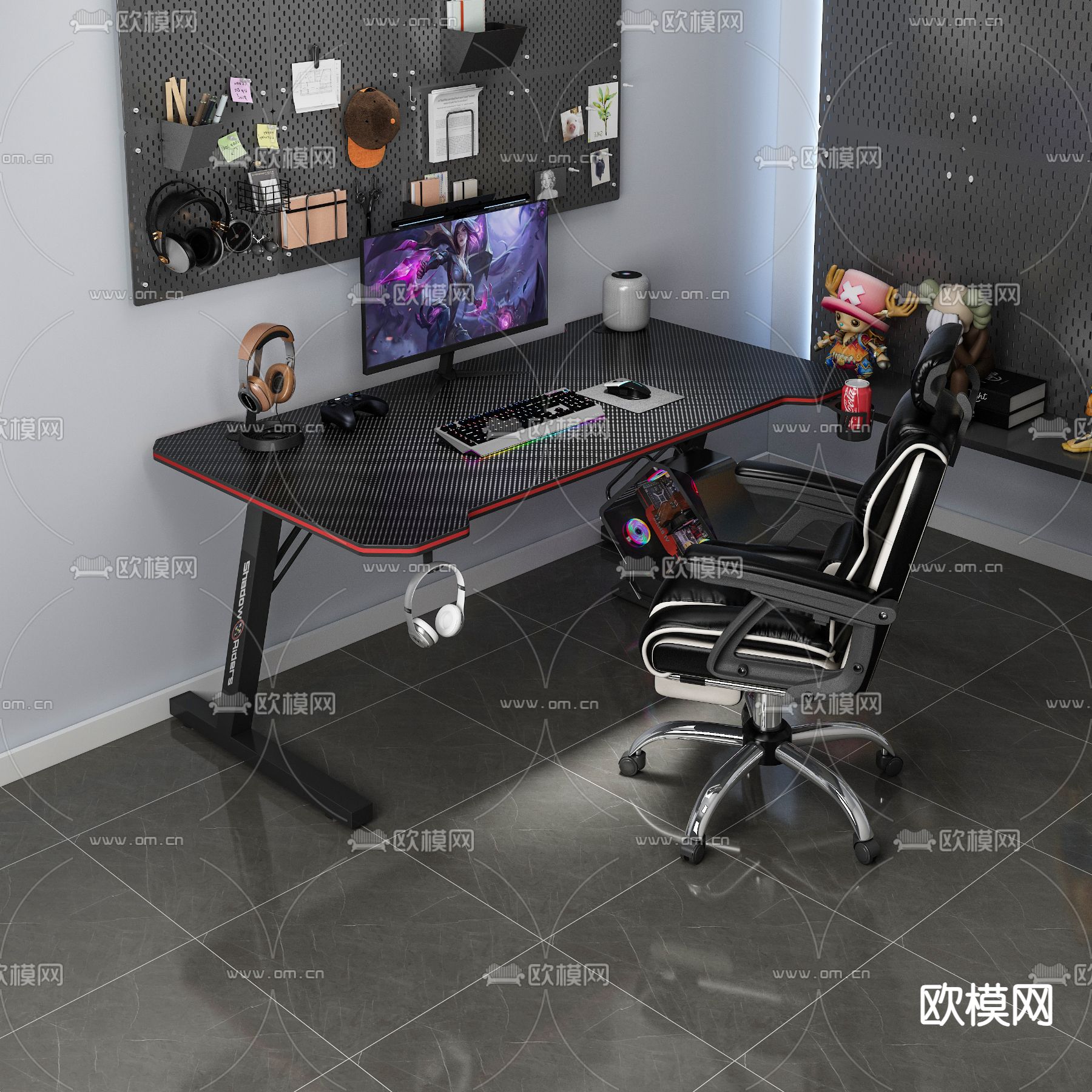 书桌 电竞桌3d模型下载