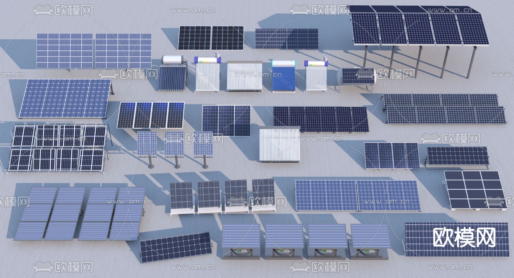 太阳能发电板 光伏板 电池板3d模型下载