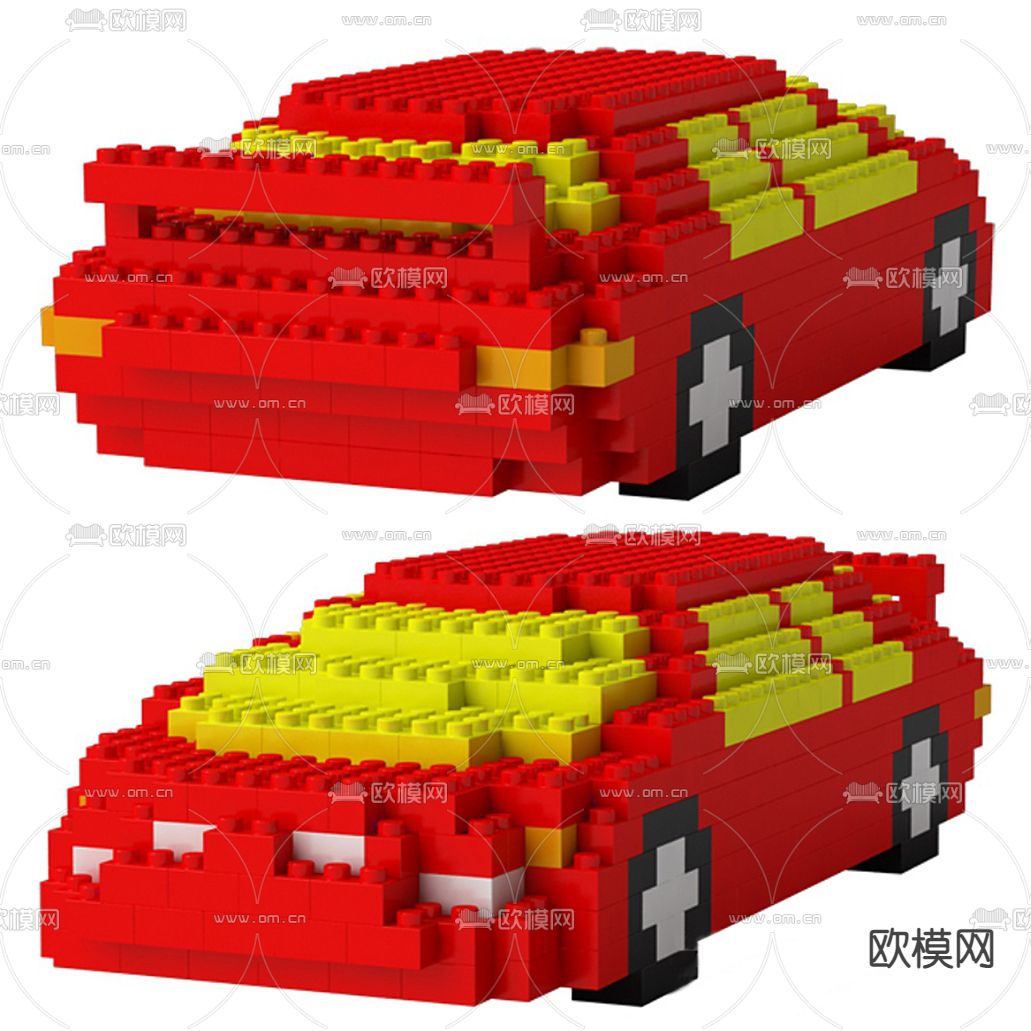 积木玩具汽车3d模型下载