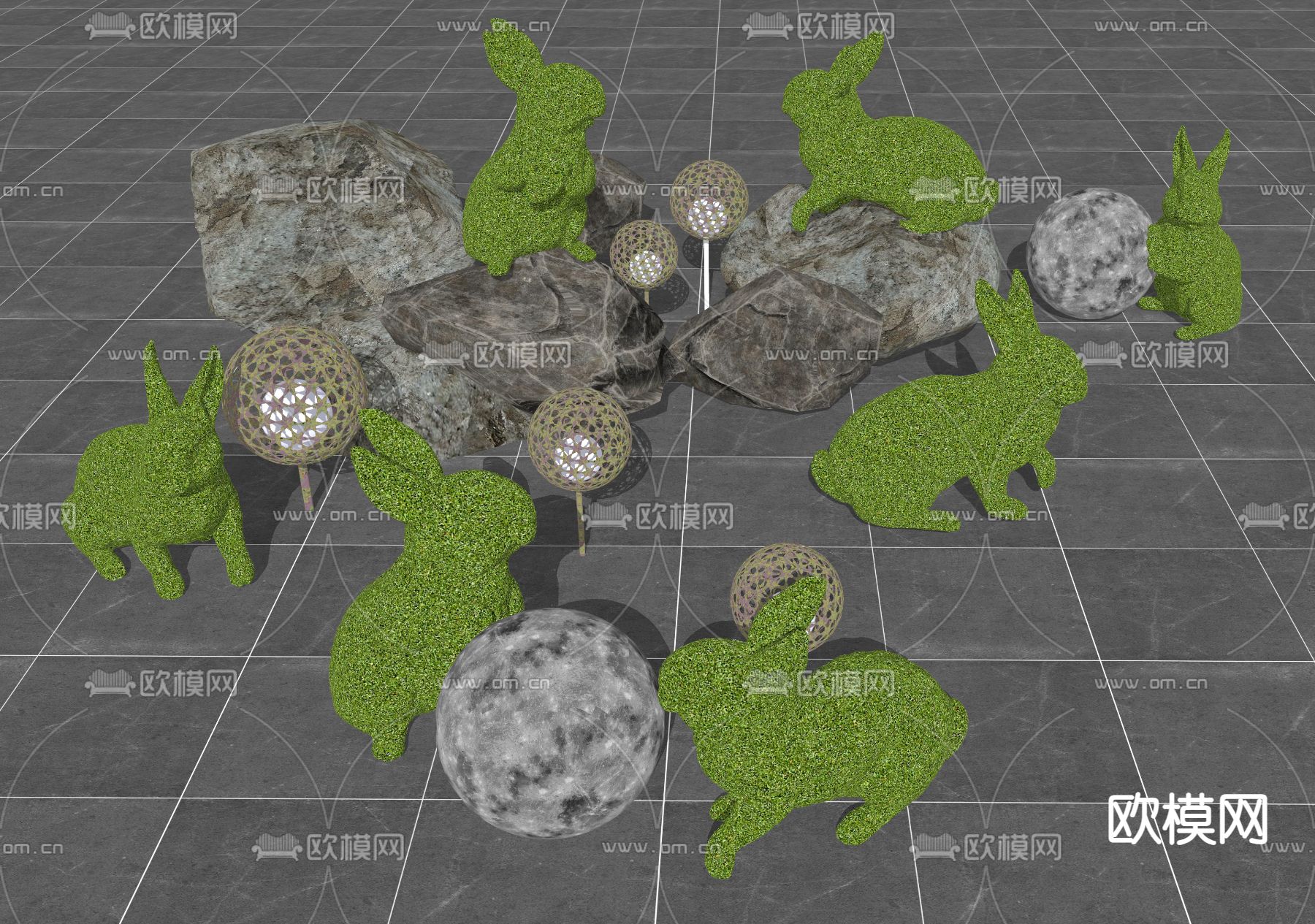 动物绿植雕塑 景观小品su模型