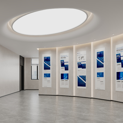  现代公司大厅 过道su模型 