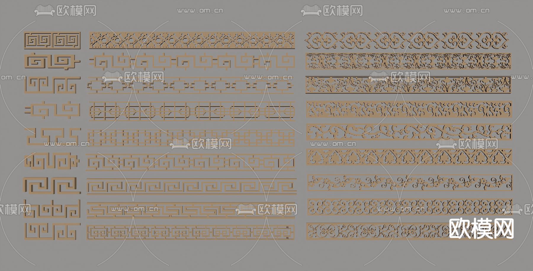 新中式雕花  线条su模型下载（渲染图2）