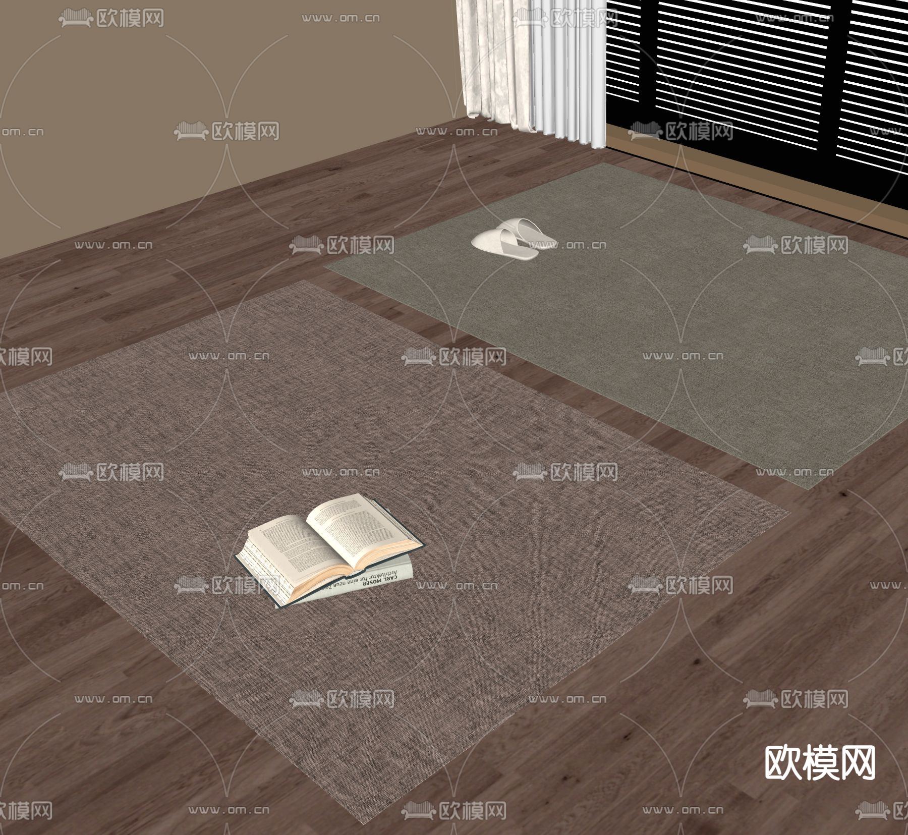 现代地毯su模型下载（渲染图2）