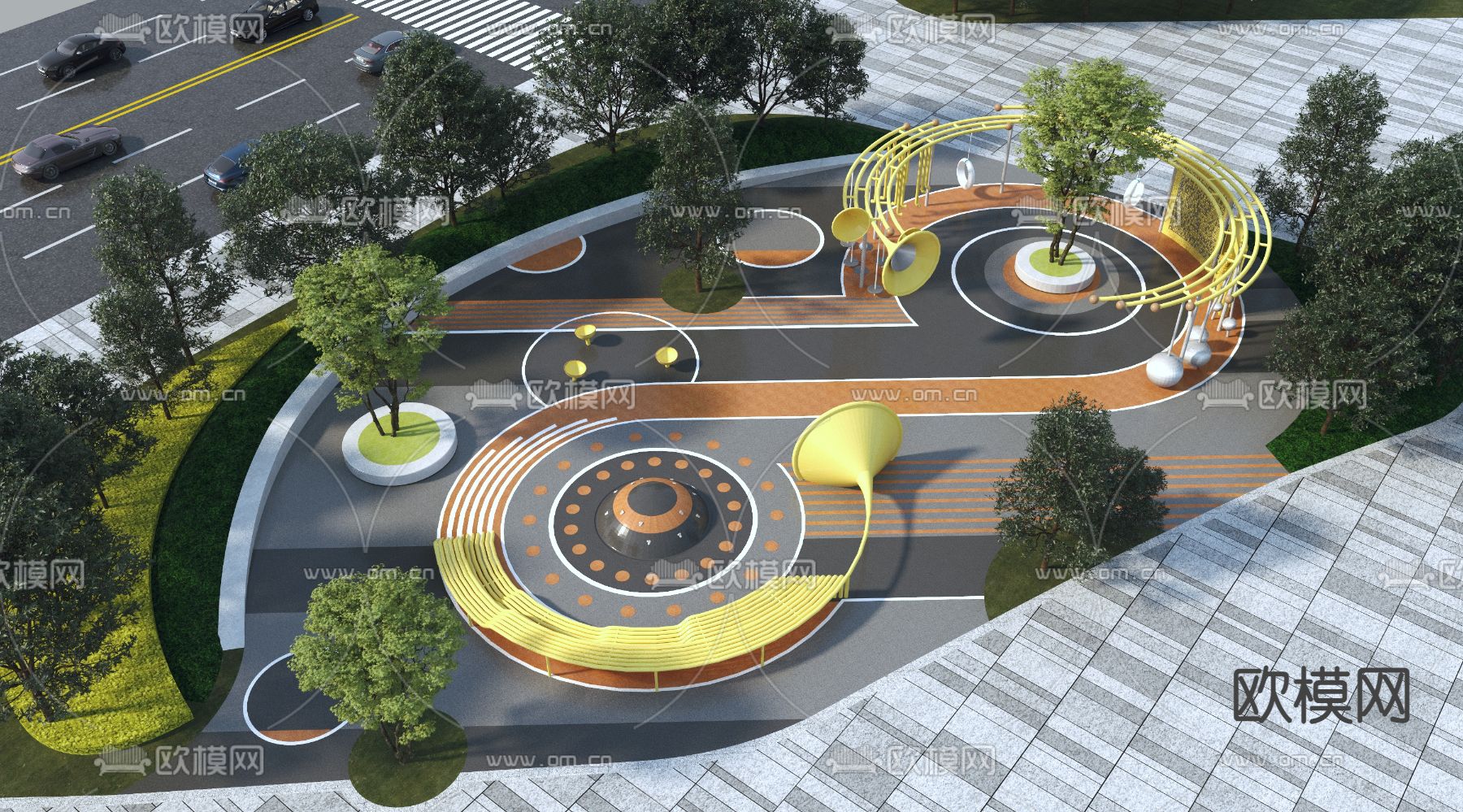 公园 儿童游乐区3d模型下载