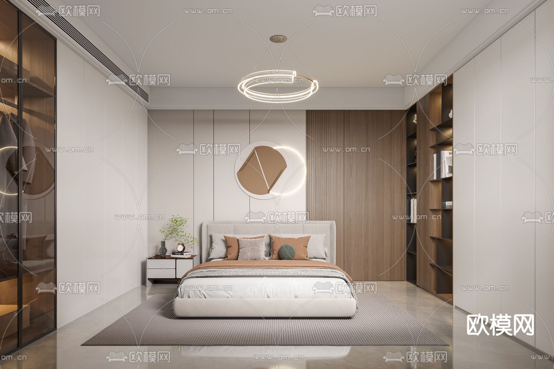 现代卧室 次卧3d模型下载（渲染图2）