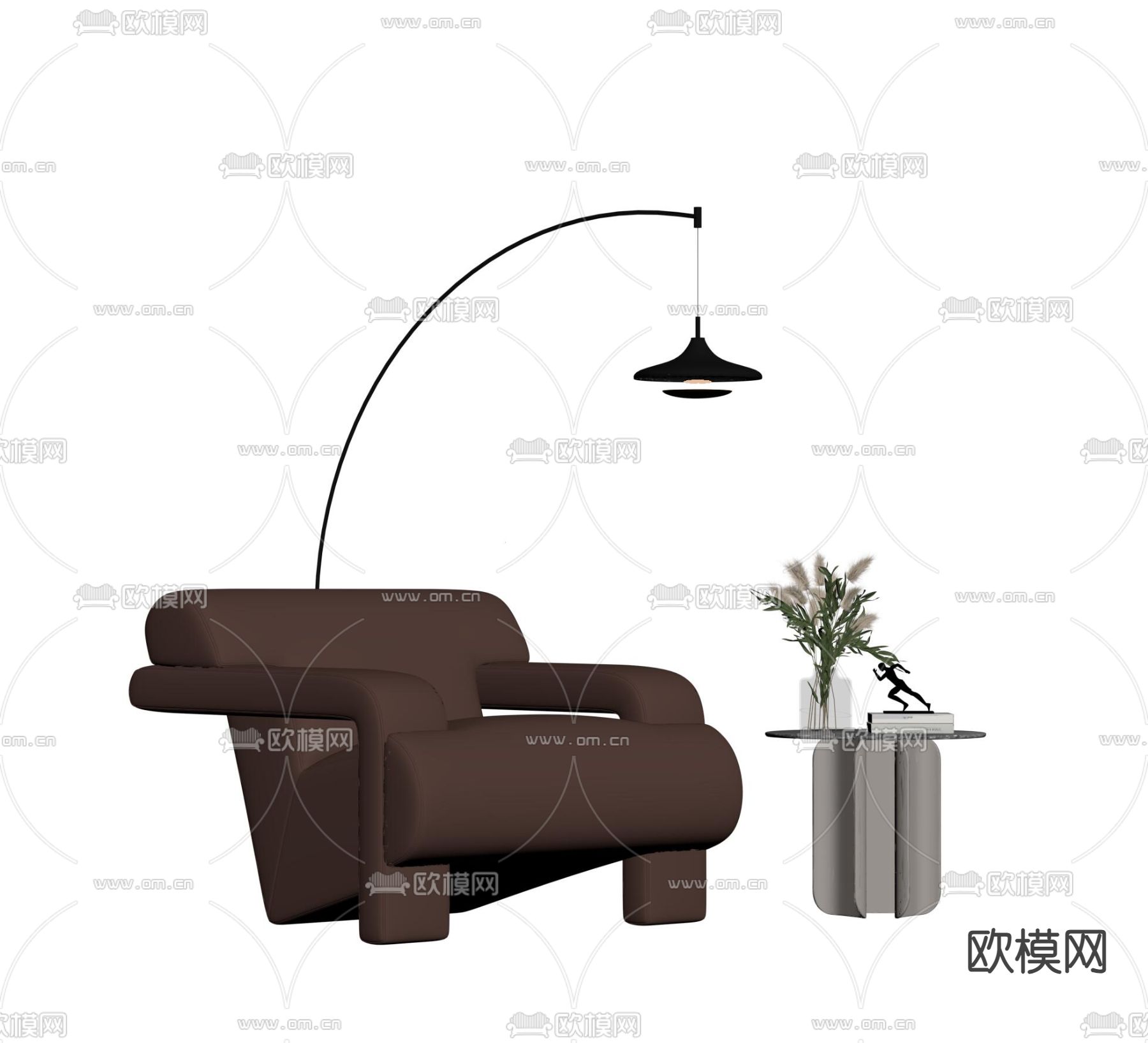 现代单人沙发su模型下载（渲染图2）