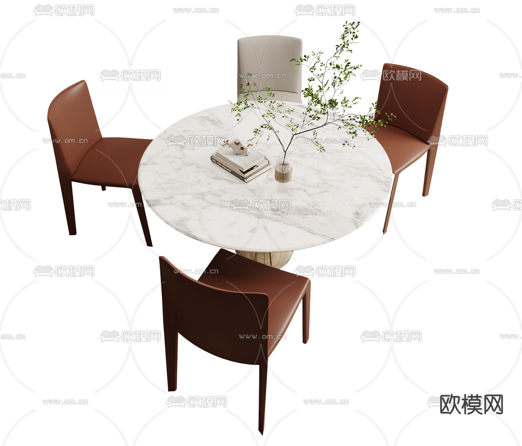 现代餐桌椅su模型下载（渲染图1）