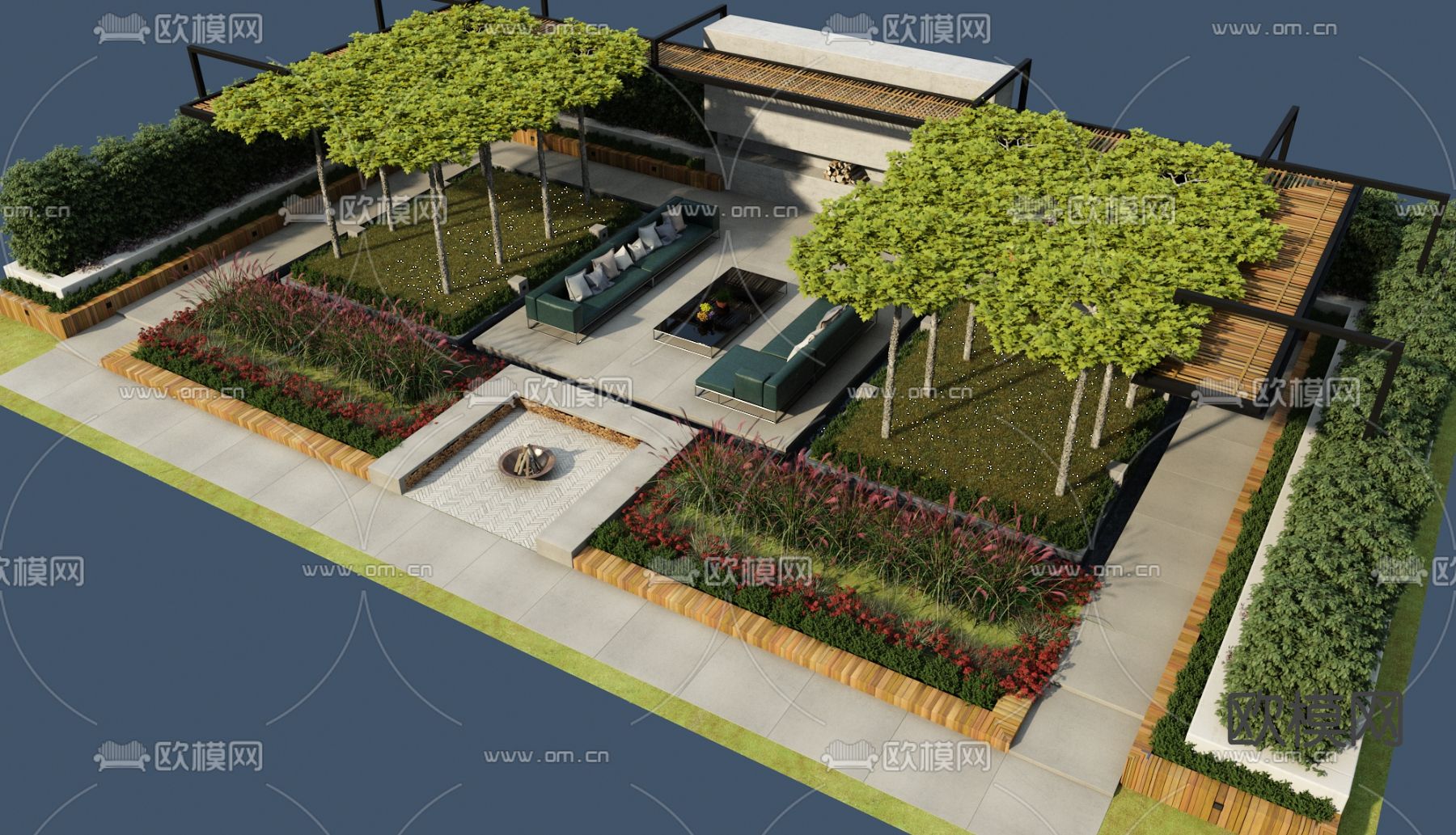 庭院景观 花园3d模型下载