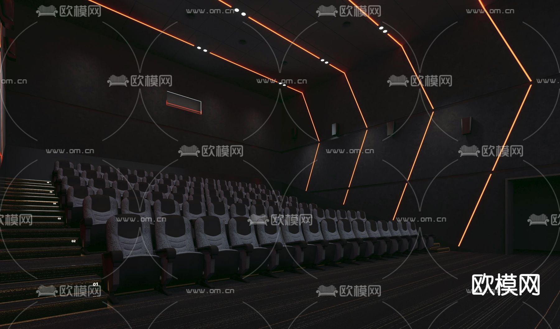 电影院 影厅3d模型下载（渲染图2）