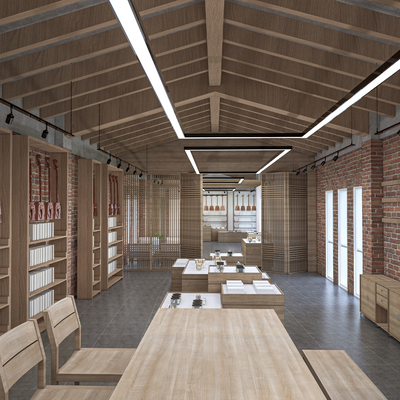  现代文创展厅 文创商店su模型 