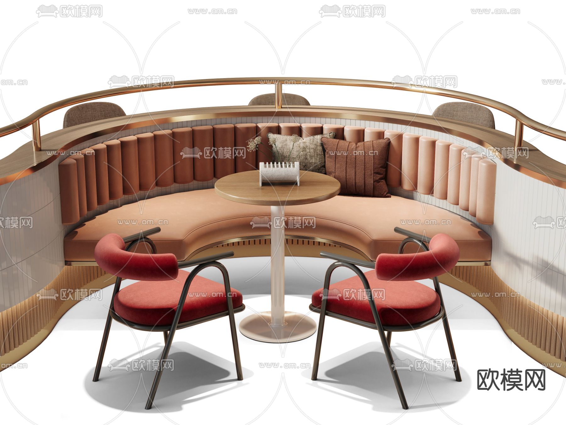 大堂沙发 卡座沙发 S型沙发3d模型下载（渲染图6）