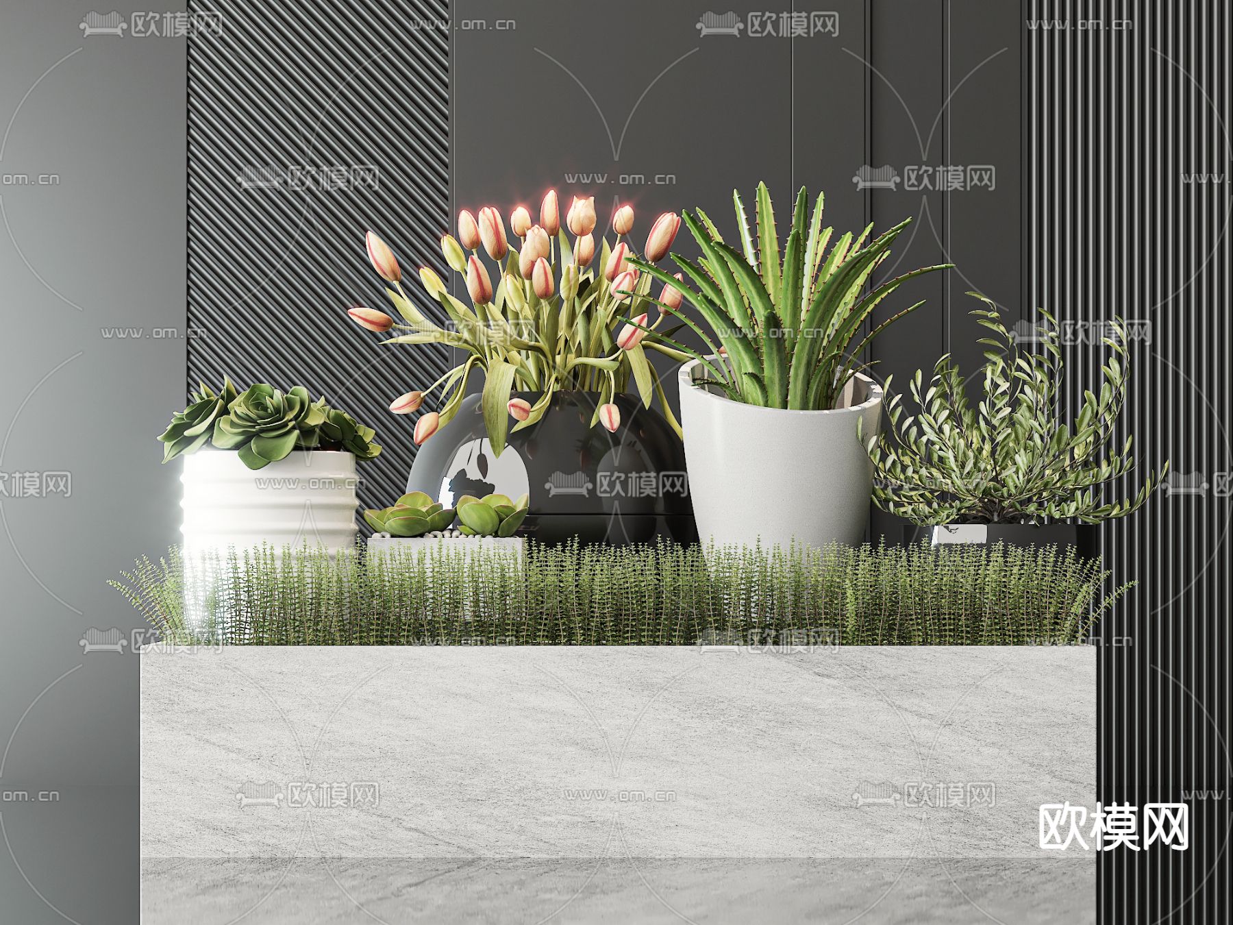 花坛 花箱 花槽3d模型下载