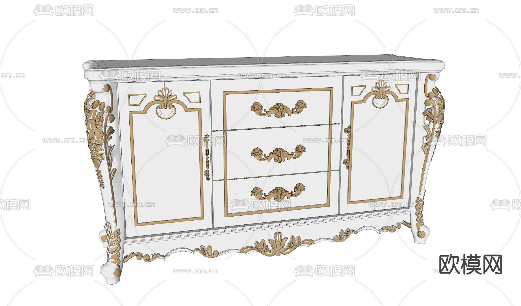 欧式古典边柜su模型下载（渲染图2）