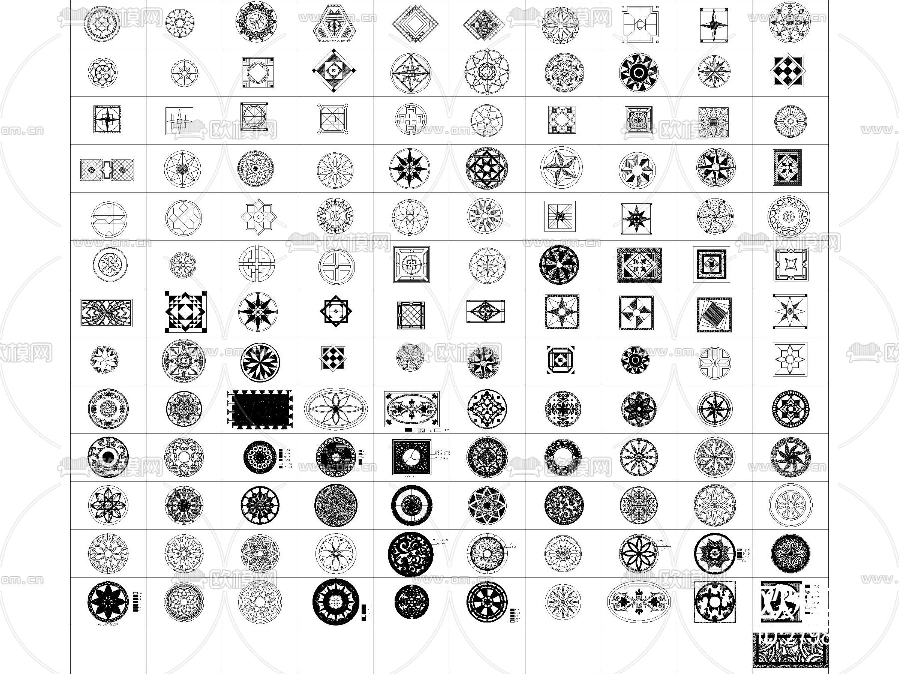 精品地面拼花图案cad图库下载（渲染图5）