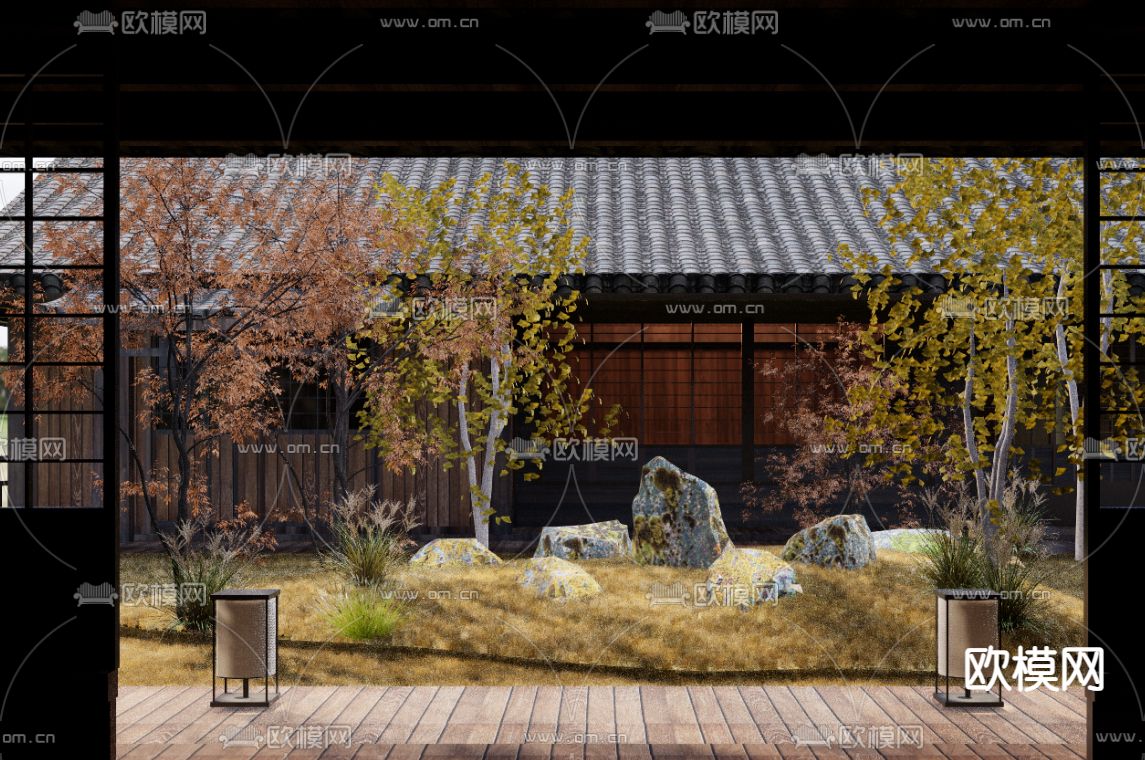 日式庭院景观su模型下载（渲染图3）
