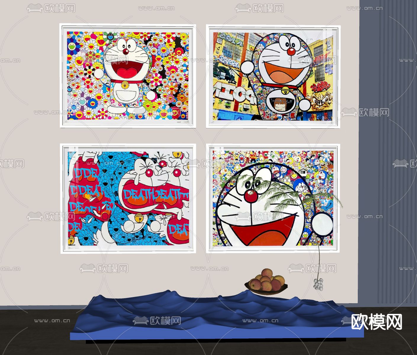 卡通装饰画 叮当猫装饰画su模型下载（渲染图2）