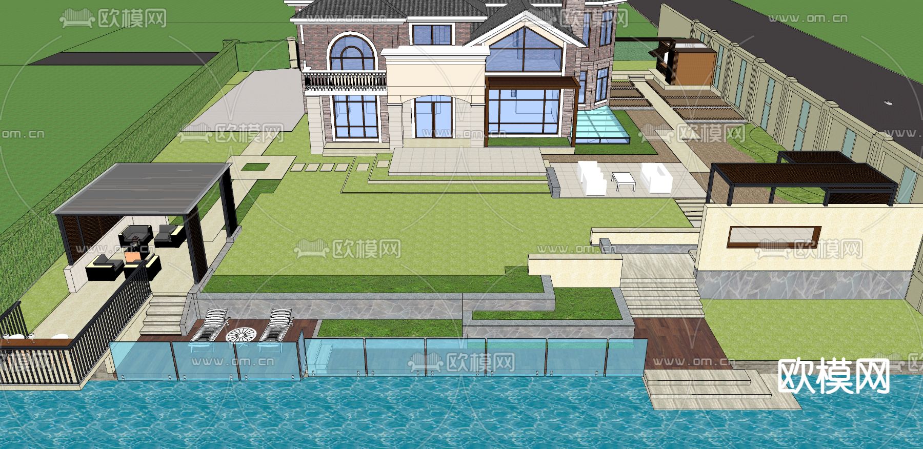 现代庭院su模型下载（渲染图3）