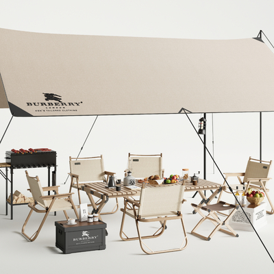  户外桌椅 露营帐篷su模型 