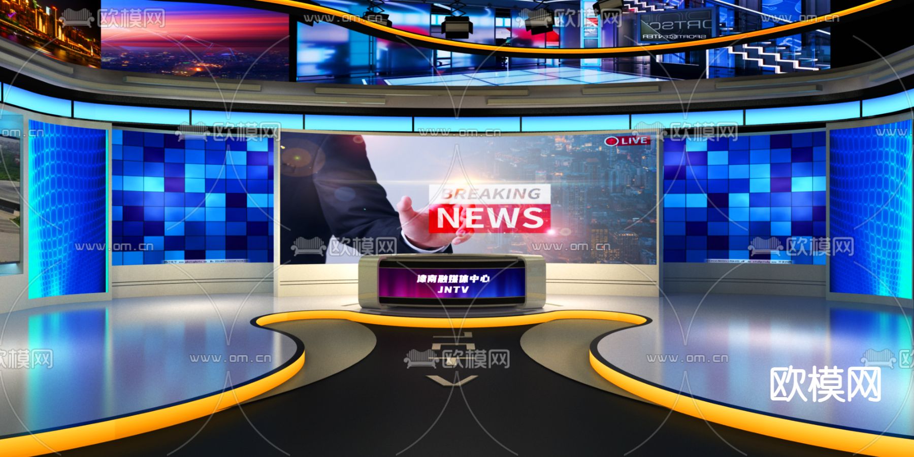 演播室 演播厅 电视台3d模型下载（渲染图1）