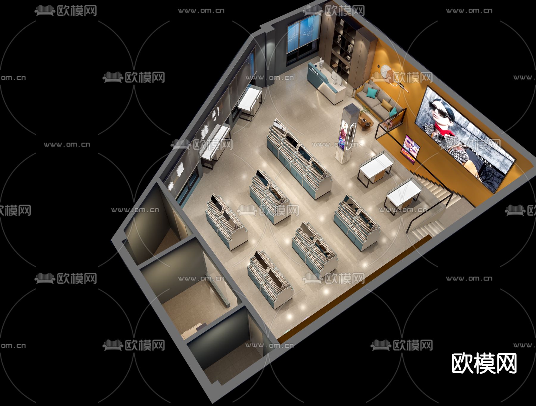 现代眼镜店3d模型下载（渲染图4）