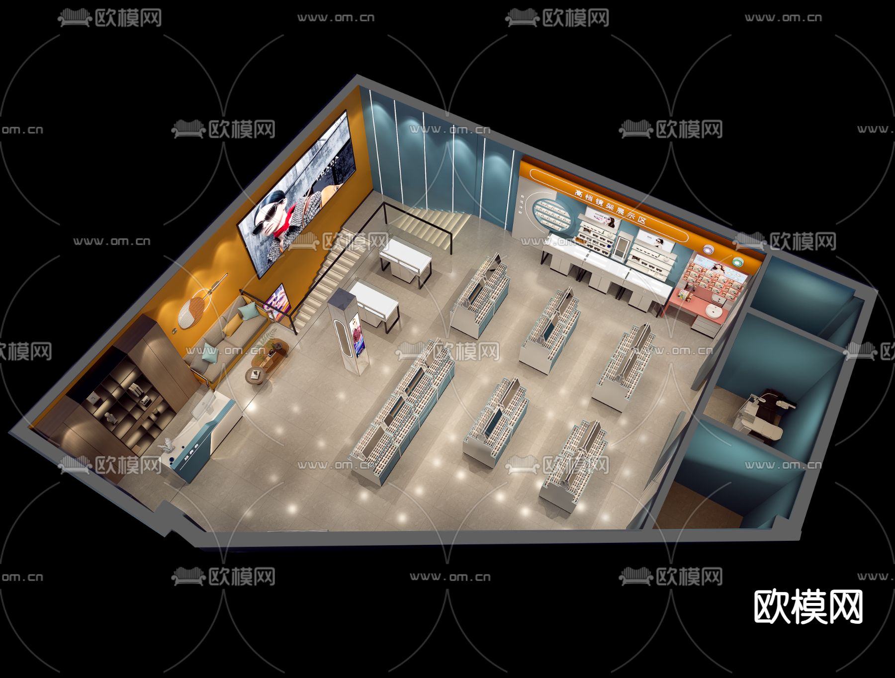 现代眼镜店3d模型下载（渲染图3）
