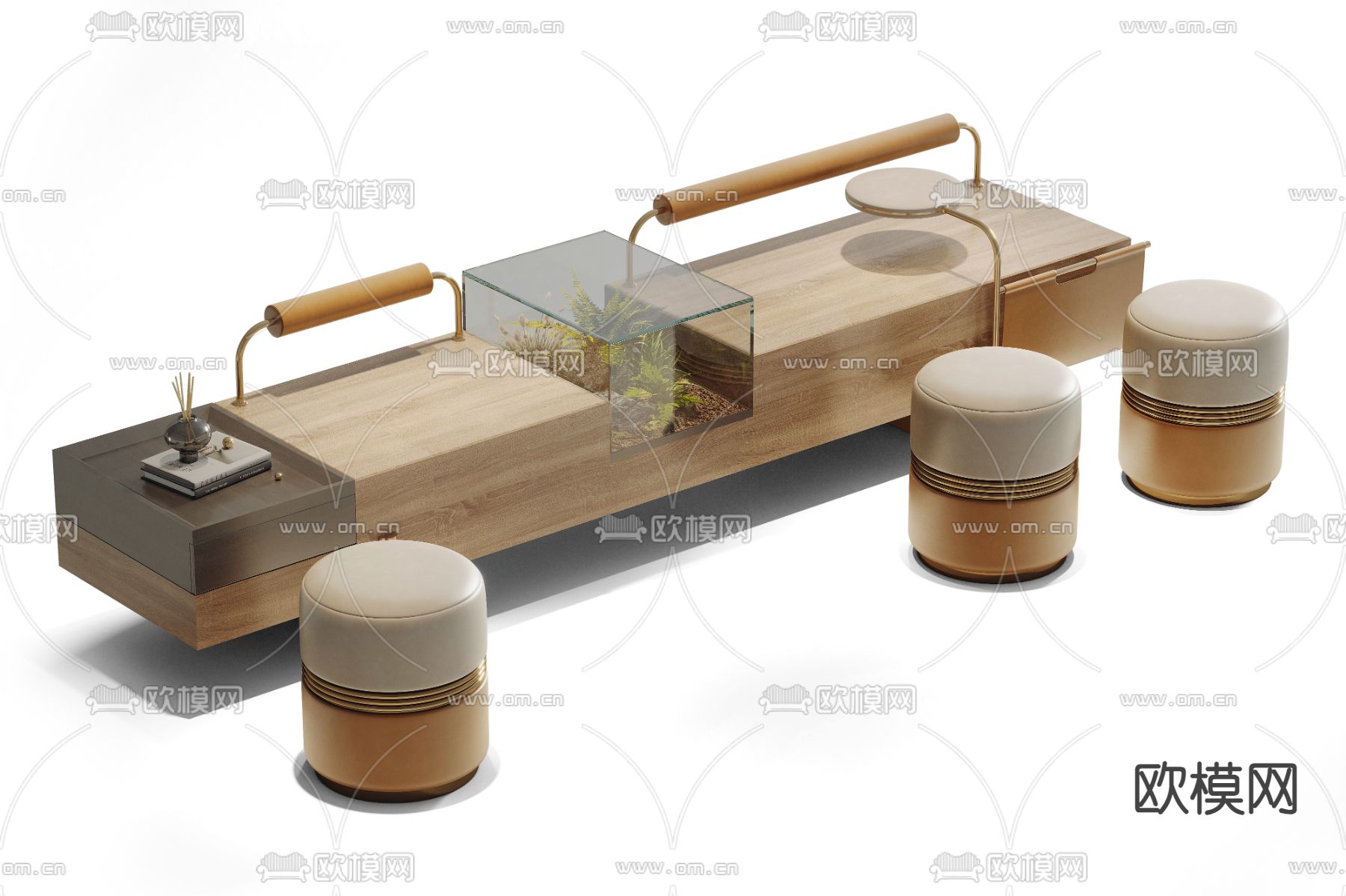 卡座沙发 大堂沙发 公共沙发3d模型下载（渲染图3）