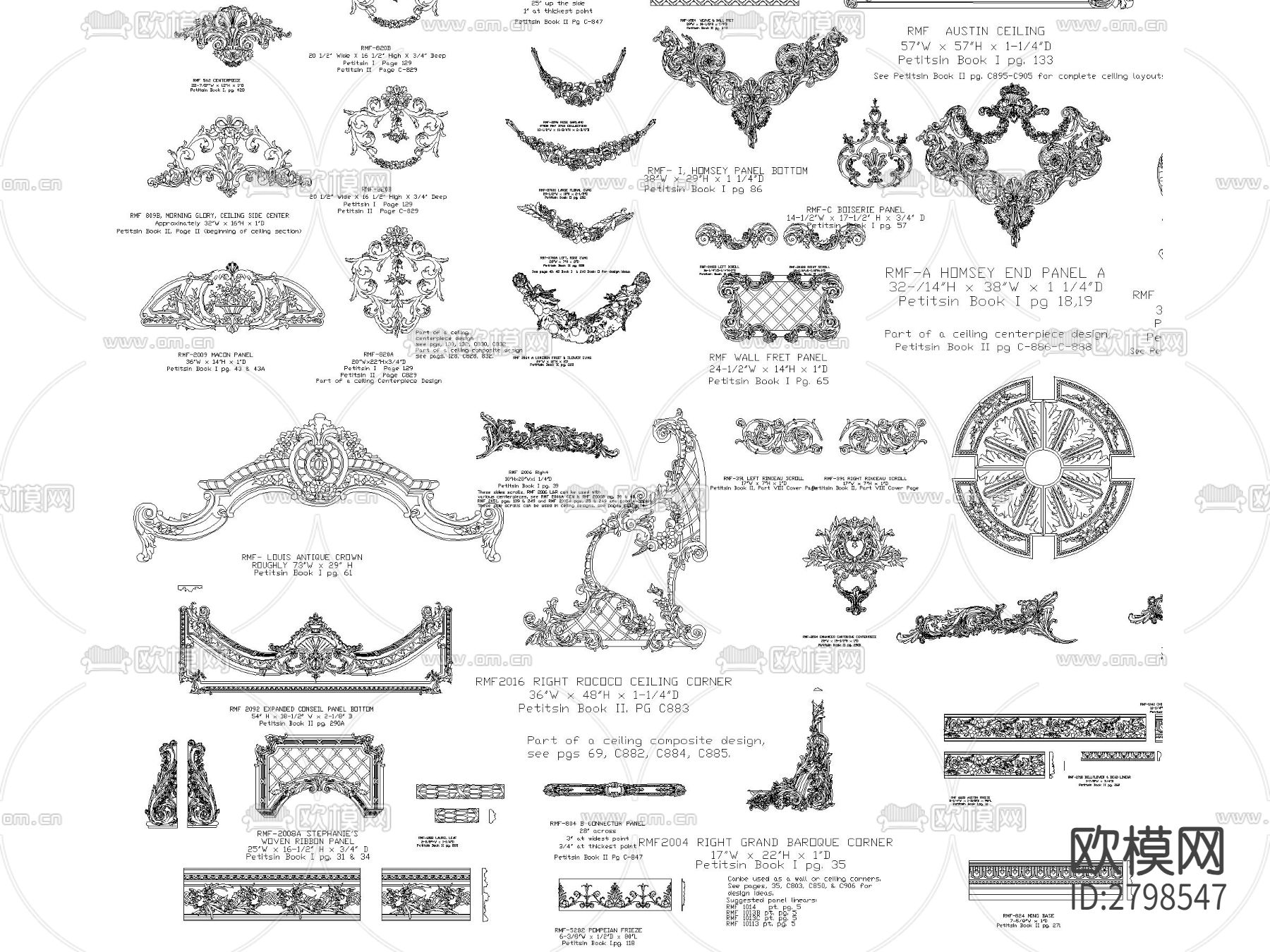 法式雕花cad图库下载（渲染图3）