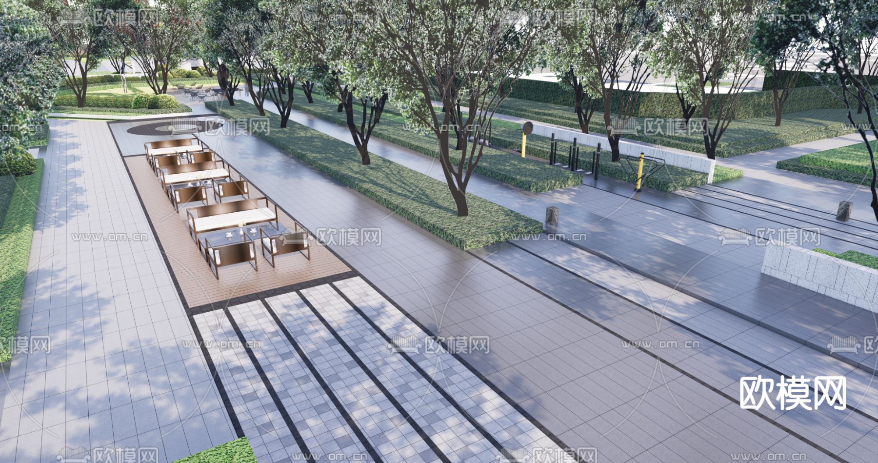 现代住宅小区景观su模型下载（渲染图1）