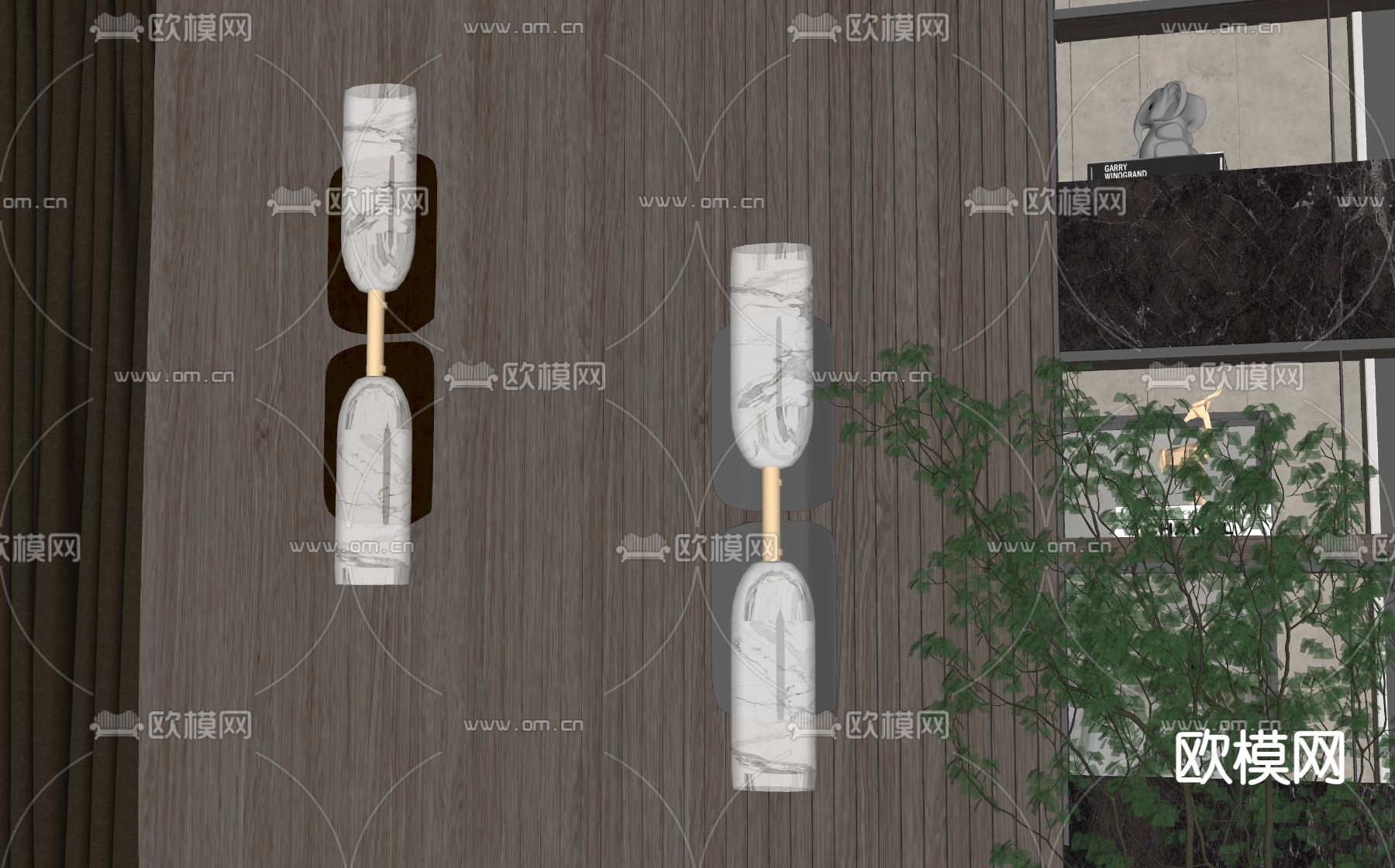 新中式壁灯su模型下载（渲染图2）