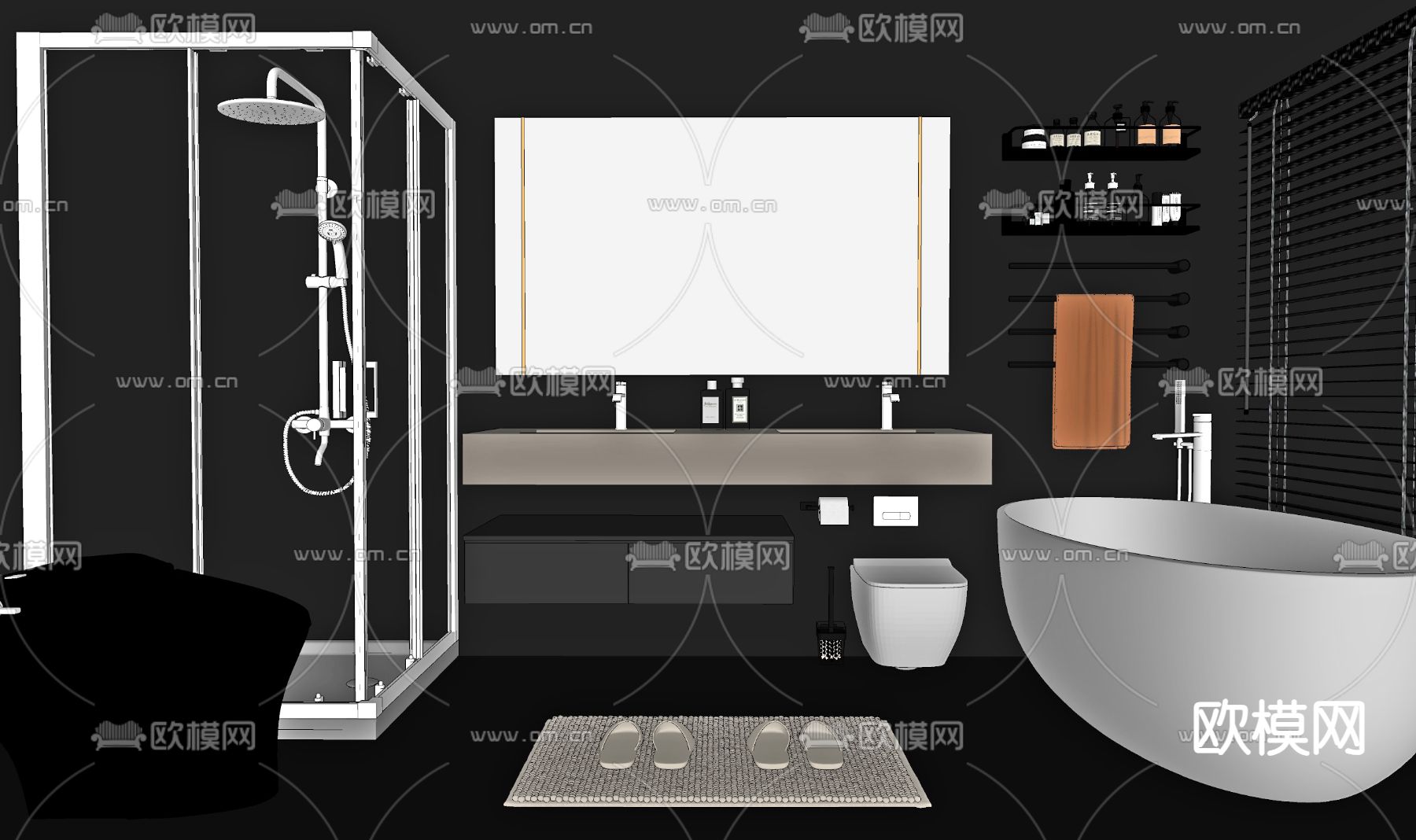 现代卫生间 浴室su模型下载（渲染图2）