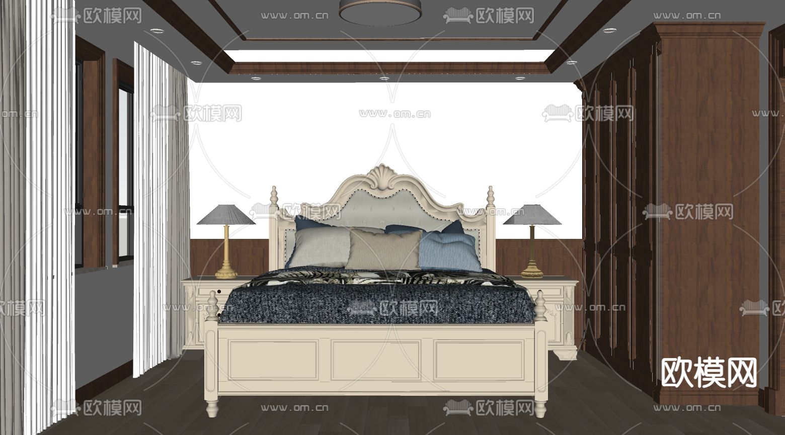 欧式卧室su模型下载（渲染图5）