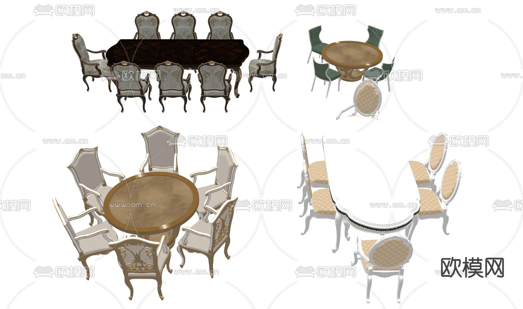 欧式餐桌椅su模型下载（渲染图2）