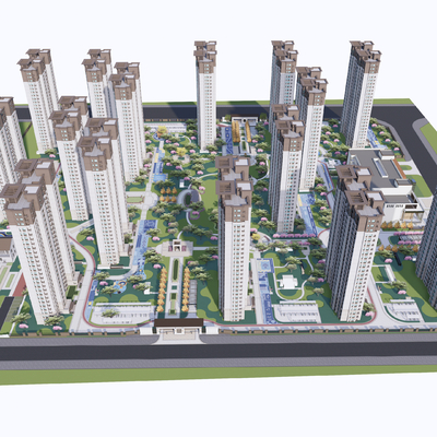  住宅小区 示范区鸟瞰su模型 