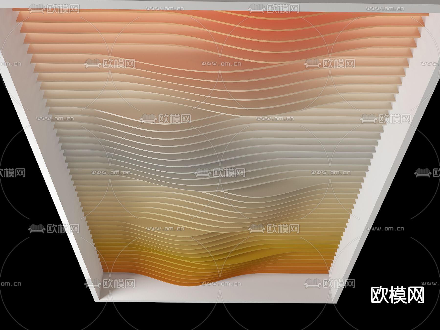 异形吊顶 波浪吊顶su模型下载（渲染图1）
