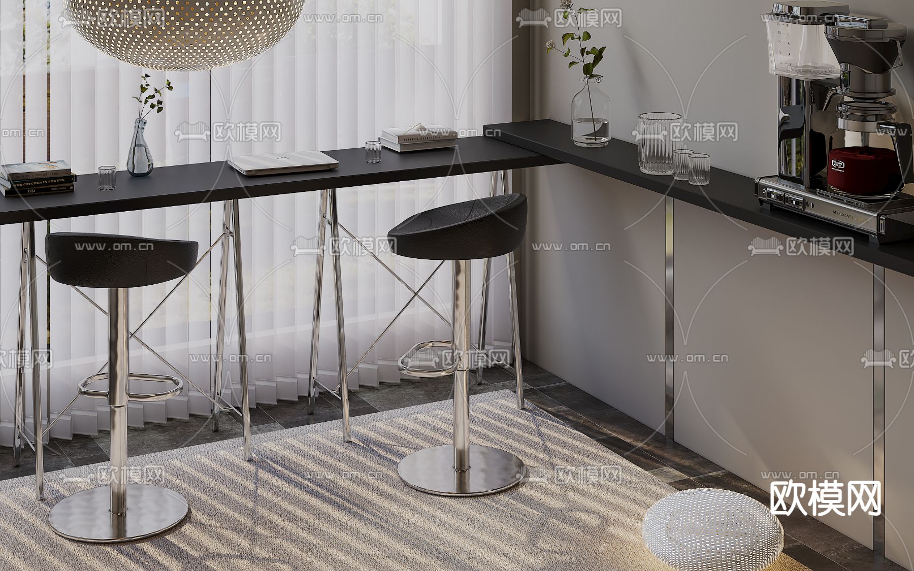 现代吧台su模型下载（渲染图1）